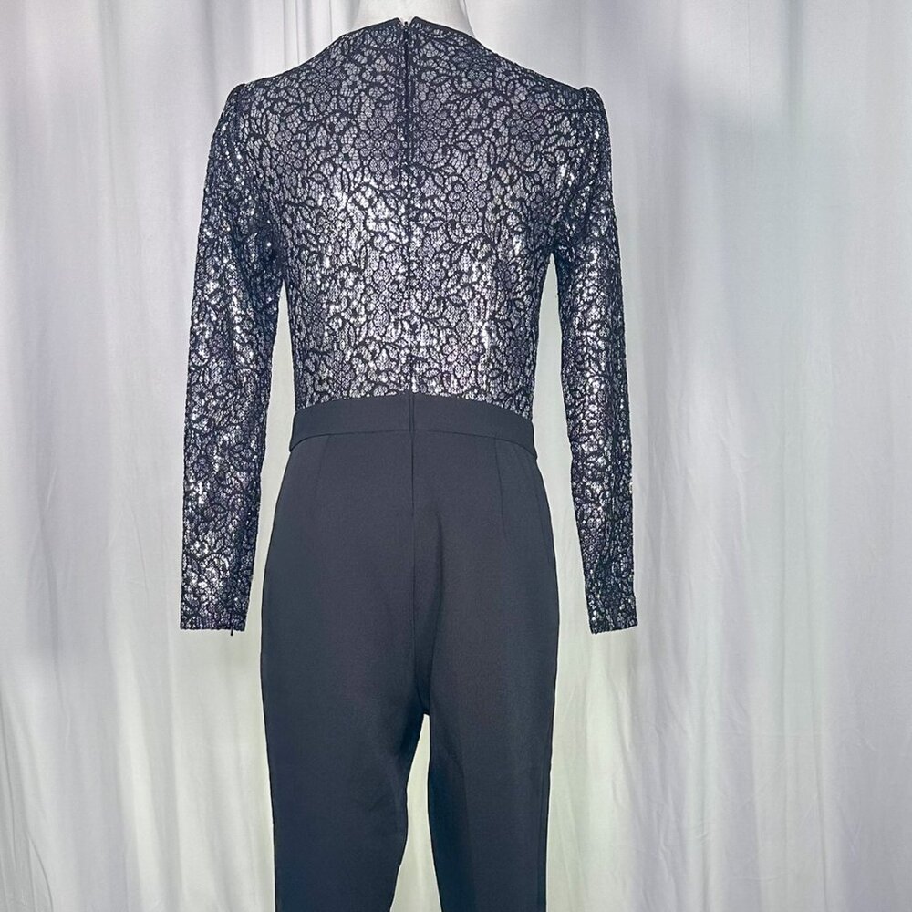Michael Kors Metallic Sequined Lace Tuxedo Jumpsuit - Picture 12 of 13